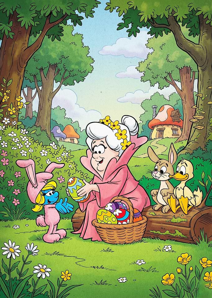 Blue Elf Easter Bunny Cute Art
