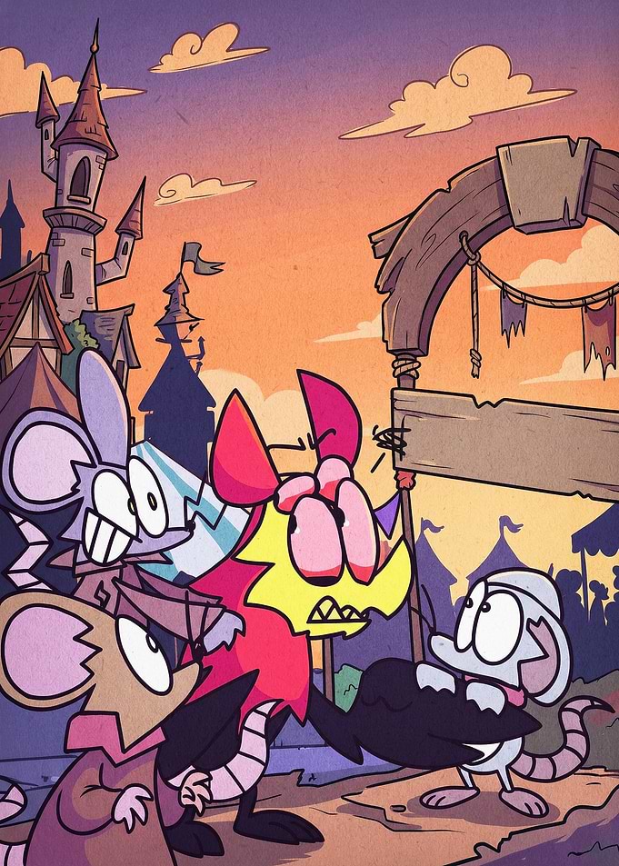 Cartoon Rats Fantasy Town Art