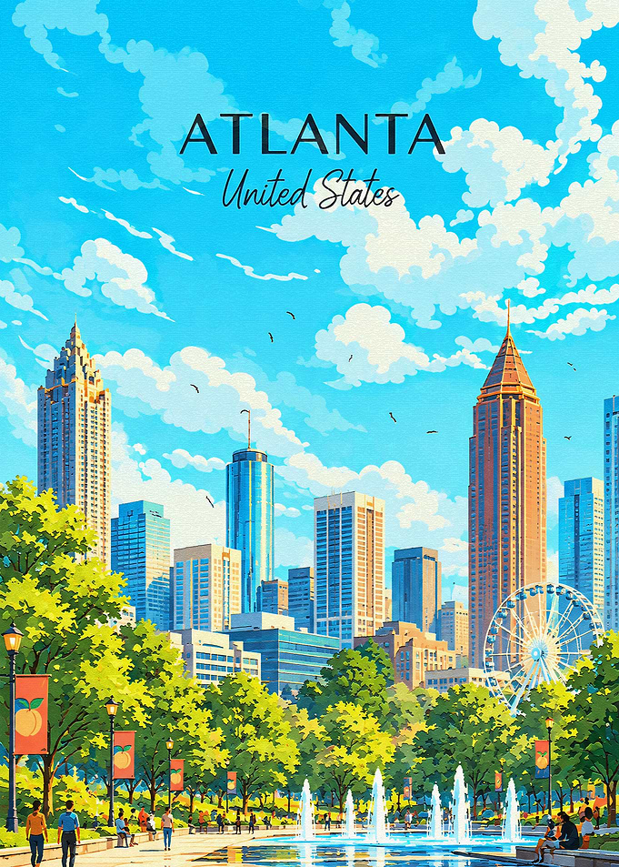 Atlanta Georgia Skyline Travel Poster