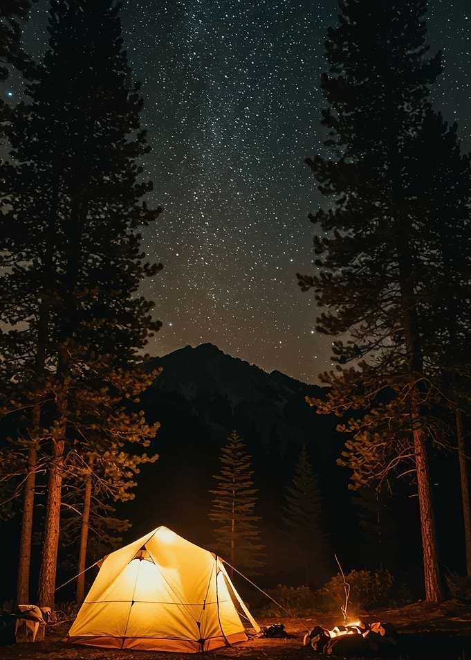 Camping Under a Starry Night Sky