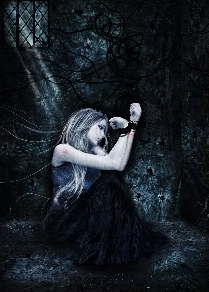 Gothic Girl Trapped in Darkness
