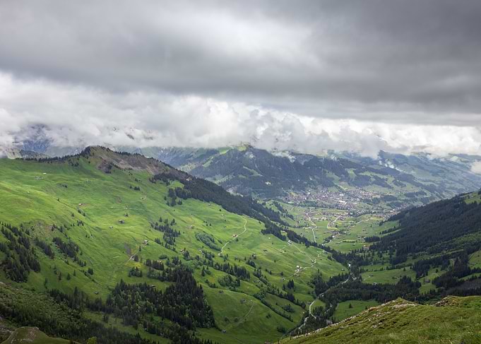 Lush Green Alpine Valley Landscape