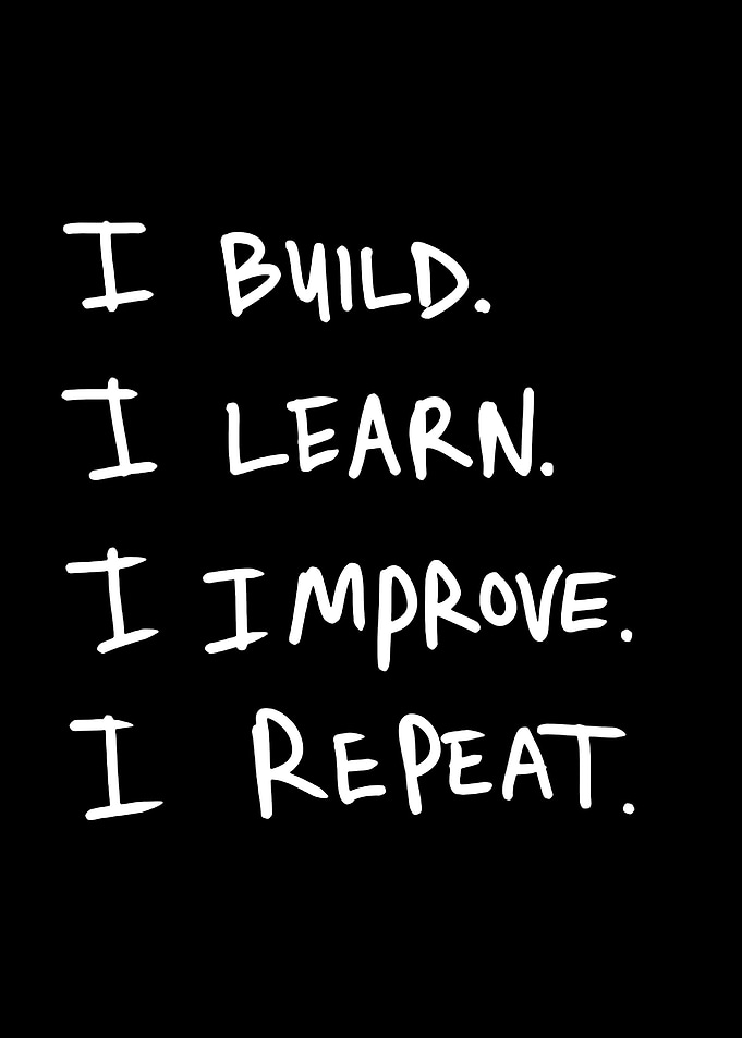 Inspirational Build Learn Improve Repeat Quote