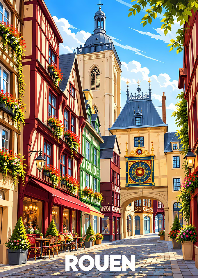 Charming Street Scene in Rouen France