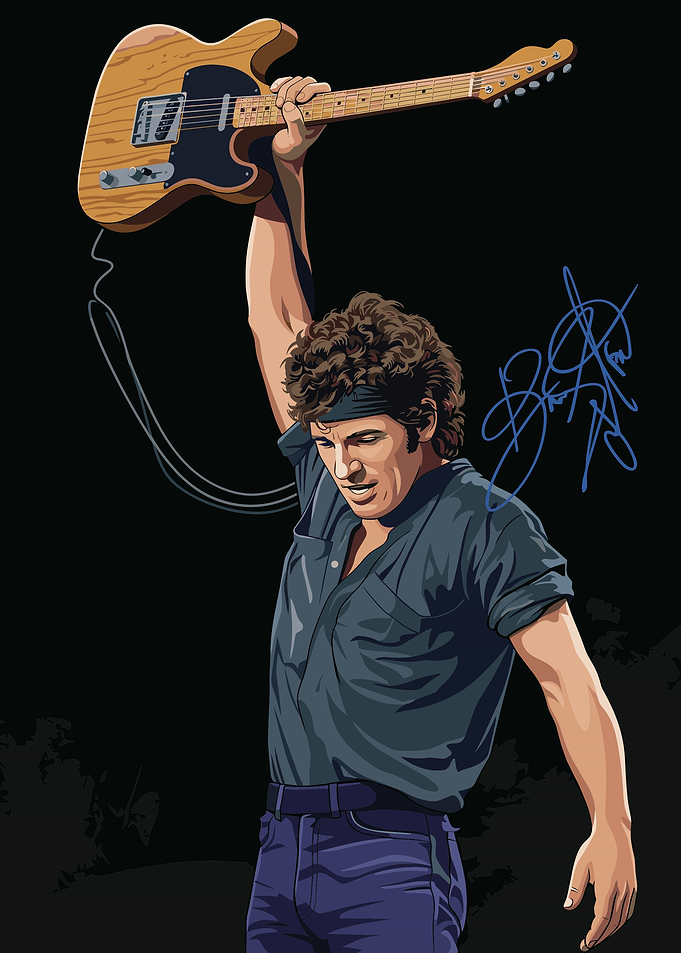 Bruce Springsteen Guitar Illustration