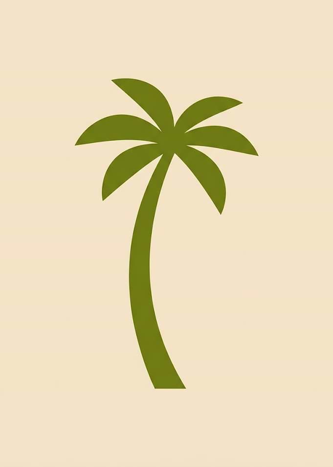 Minimalist Green Palm Tree Illustration