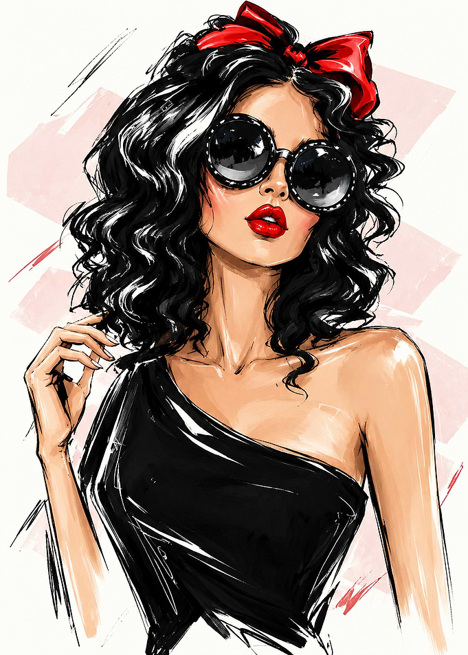Stylish Snow White Fashion Illustration