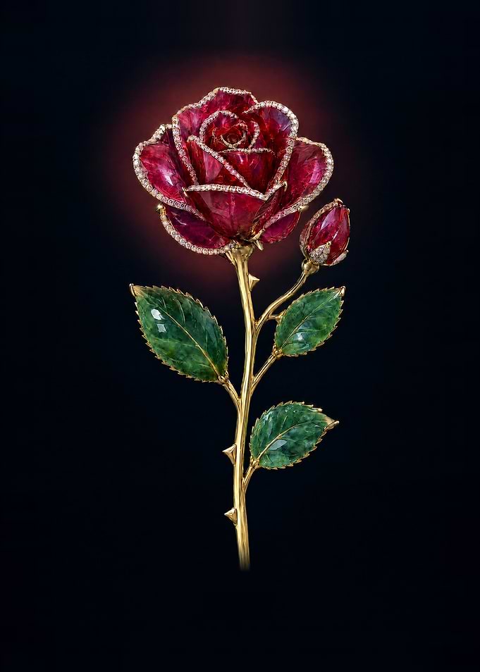 Red Rose Gemstone Flower