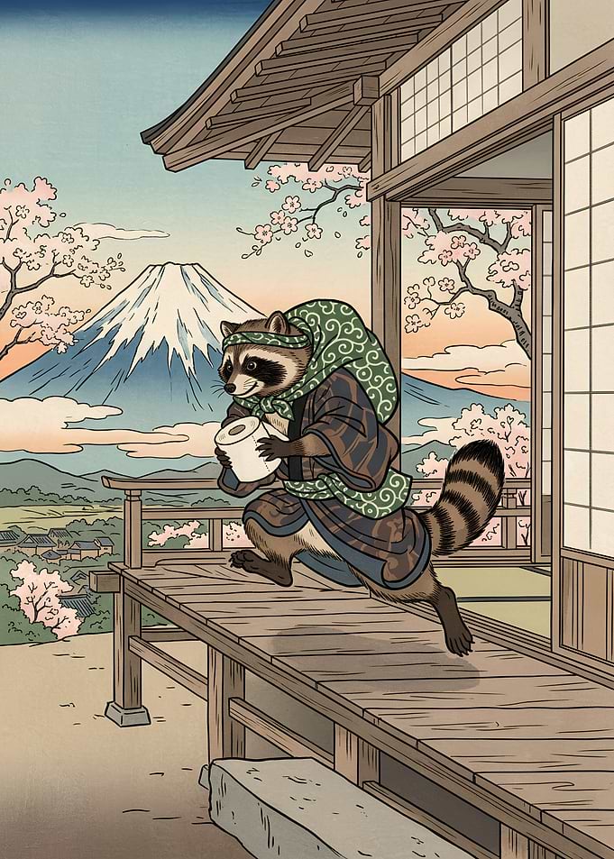 Raccoon in Traditional Japanese Attire