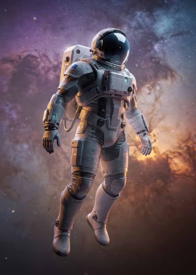 Astronaut Floating in Deep Space
