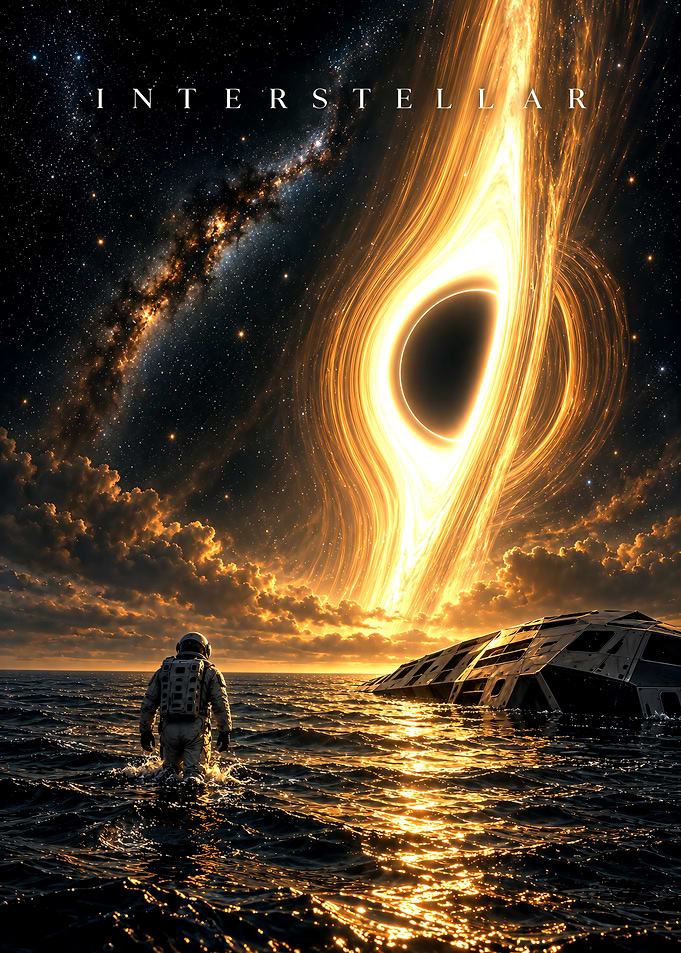 Interstellar Movie Poster Black Hole Scene