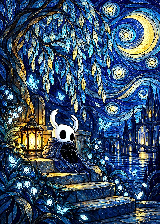Hollow Knight Starry Night Stained Glass