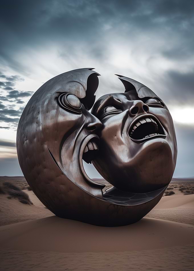 Twin Scream Desert Metal Sculpture