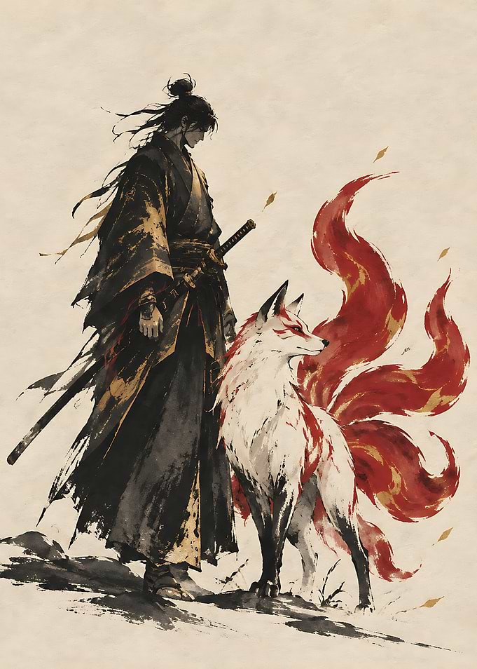Samurai and Nine-Tailed Fox Spirit