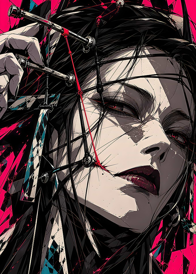 Gothic Cyberpunk Japanese Woman with Shadowed Eyes