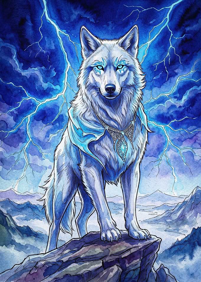 Electric Wolf Lightning Fantasy Art