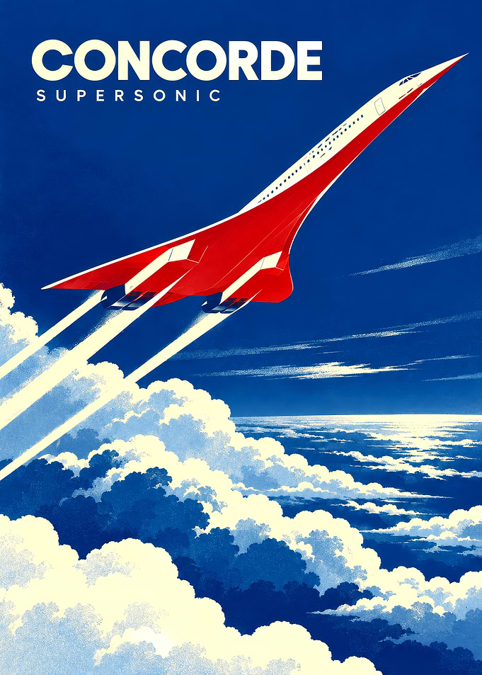 Concorde Supersonic Vintage Travel Poster