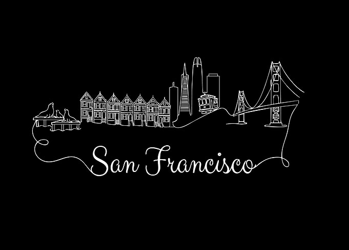 San Francisco California Skyline Line Art