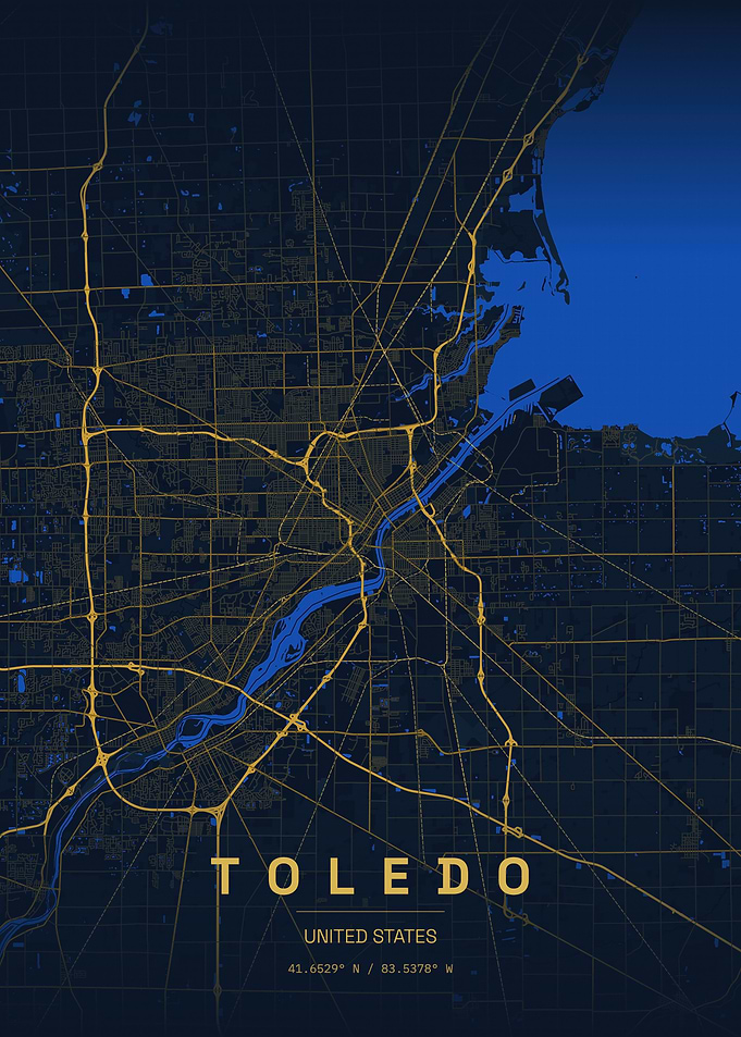 Toledo Ohio City Map Print