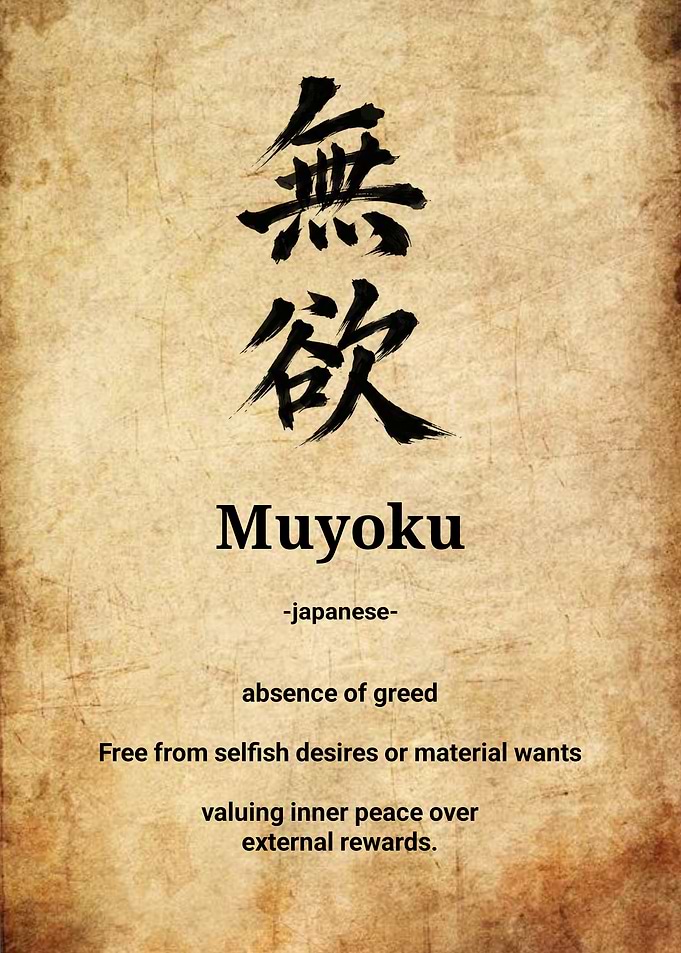 Muyoku Japanese Calligraphy Definition Poster