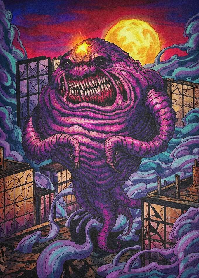 Purple Monster Dark Sci-Fi Poster