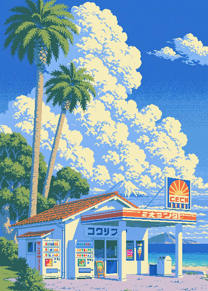 Pixel Art Seaside Convenience Store