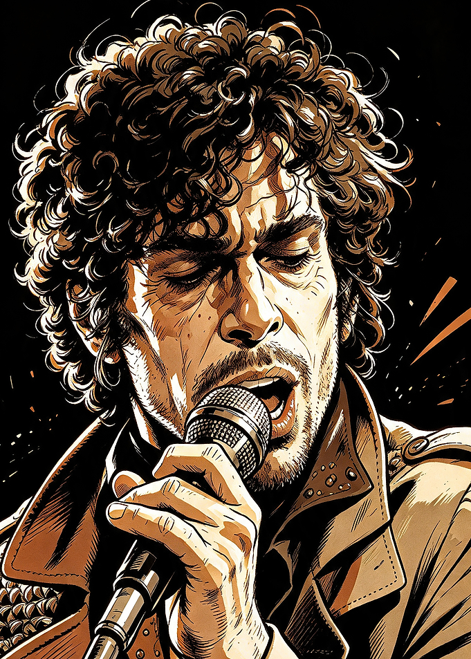 Curly Haired Singer Performing