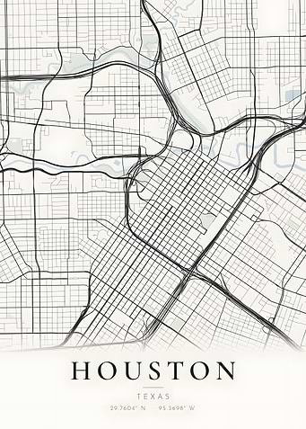 Houston Minimal Street Map Light Poster