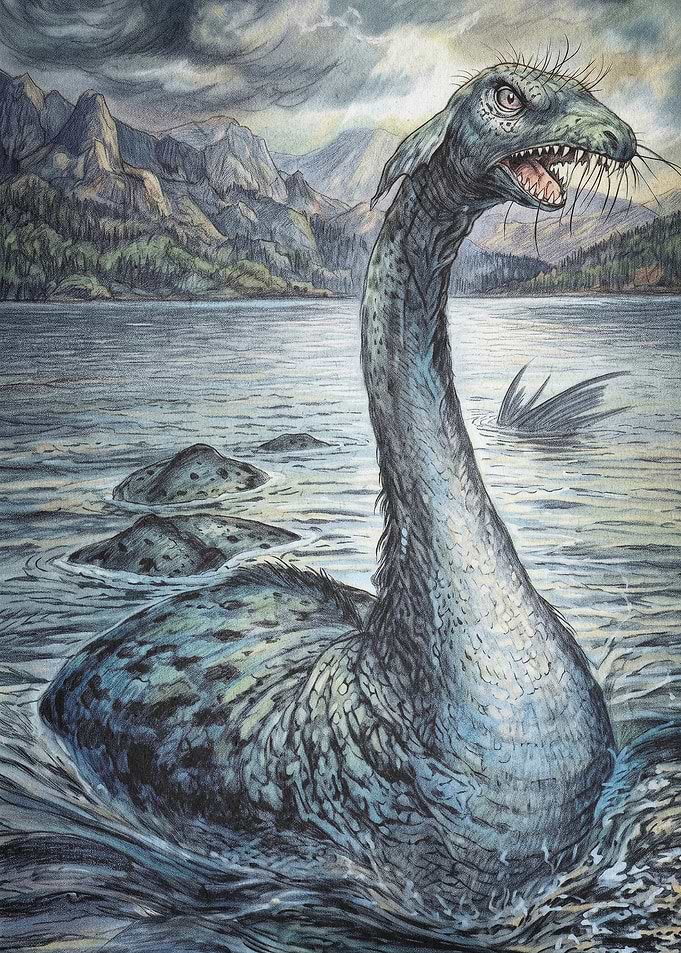 Loch Ness Monster Dark Art Poster