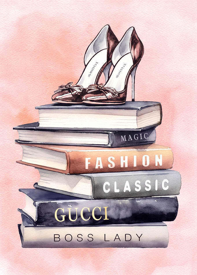 brand Fashion Books and High Heels Illustration