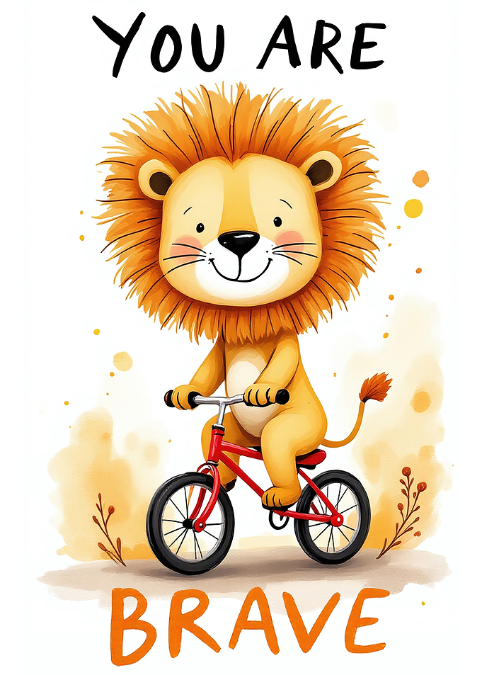 Cute Lion Riding a Bicycle