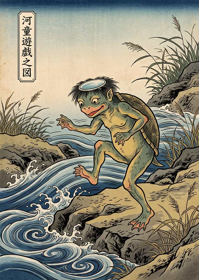 Kappa River Imp Japanese Yokai Ukiyo-e Art