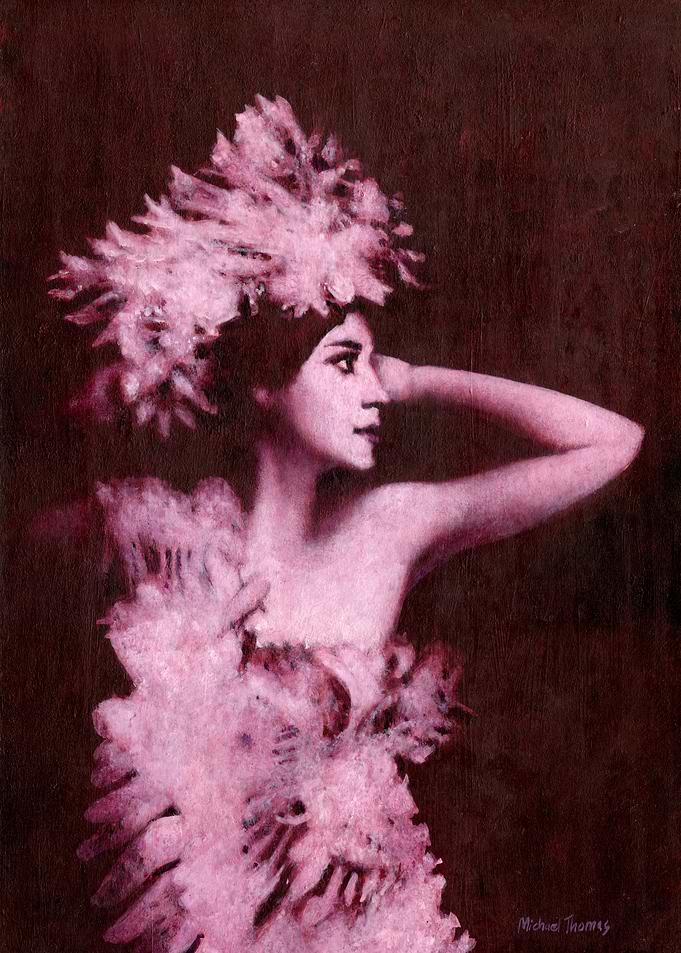 Elegant Woman in Pink Feathers