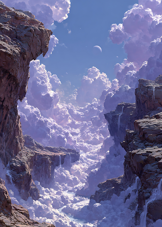 Floating Rocky Cliffs Above Clouds
