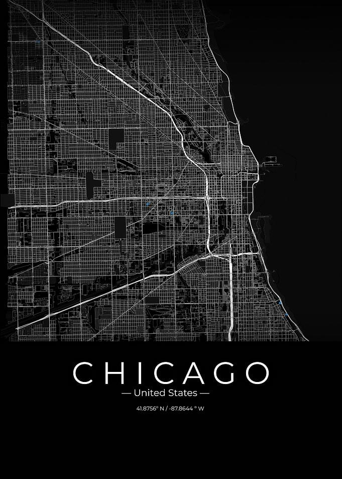 United States Minimalist Chicago City Map Poster