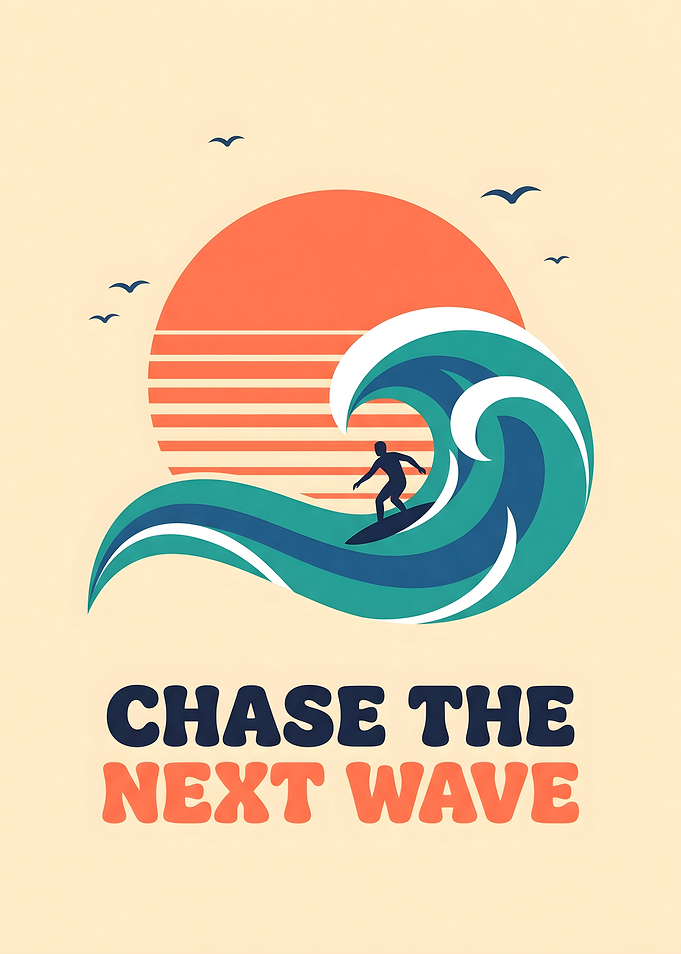 Chase The Next Wave Surfing Retro