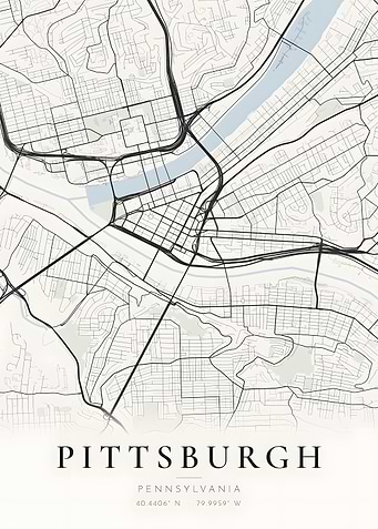 Pittsburgh Minimal Street Map Light Poster