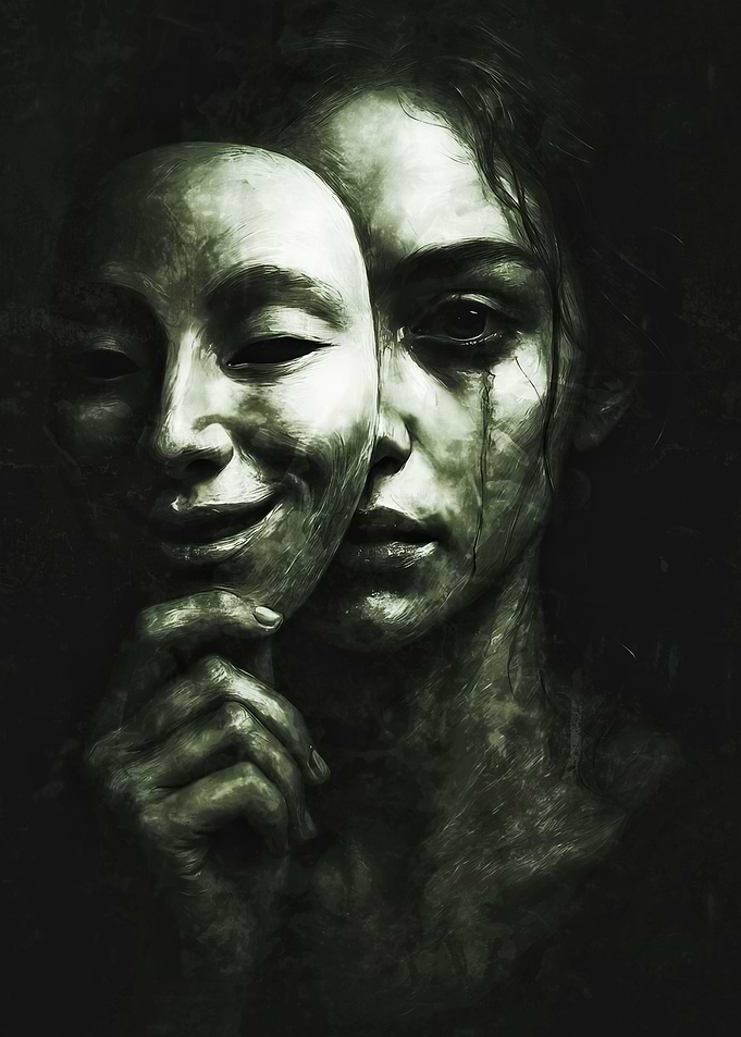 Woman Holding a Smiling Mask