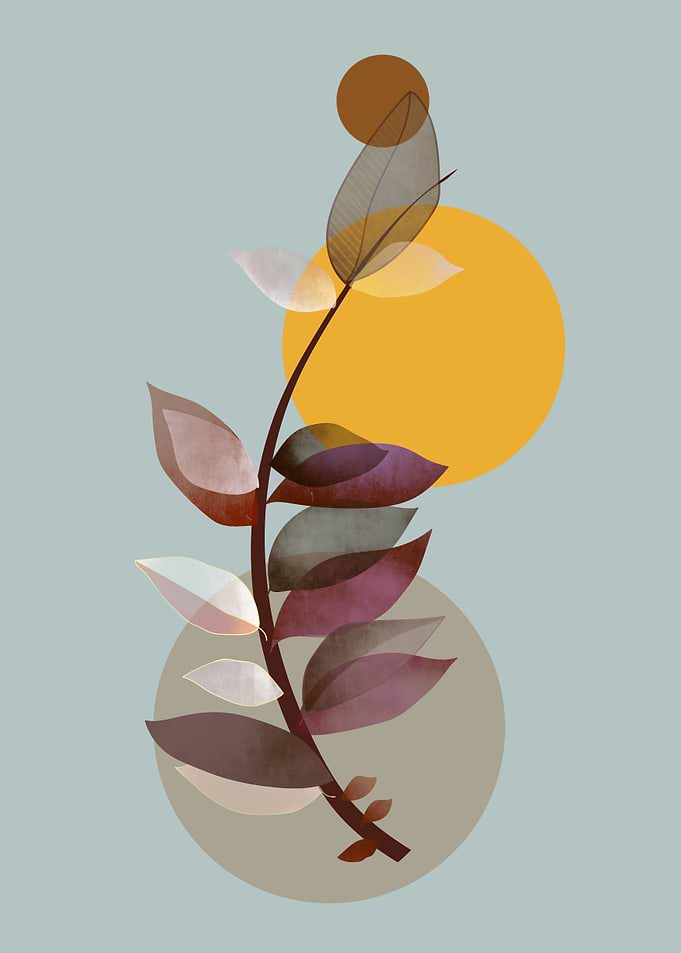 Minimalist Botanical Art with Geometric Shapes