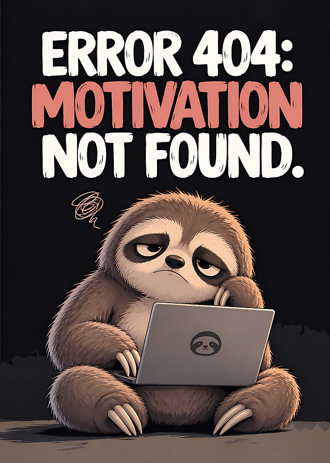 Error 404 Motivation Not Found Sloth