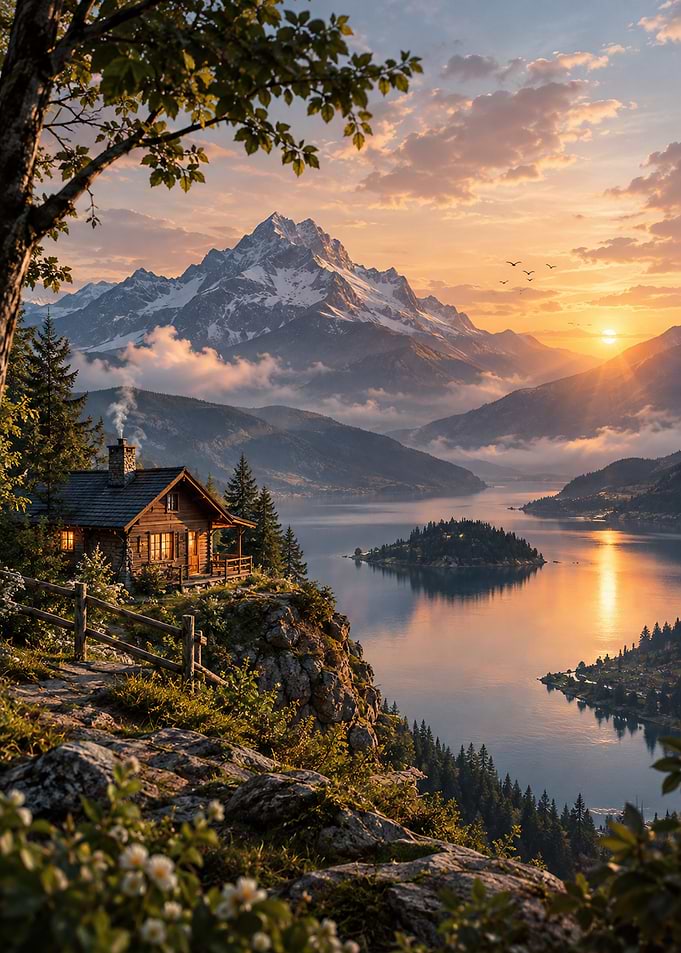 Cozy Cabin Overlooking Alpine Lake