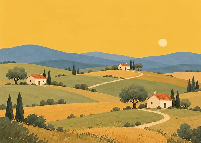 Tuscan Countryside Landscape Painting