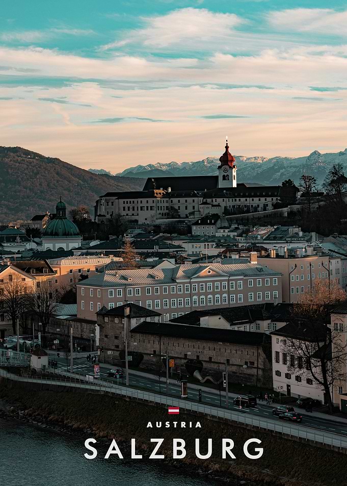 Salzburg Austria Cityscape at Sunset