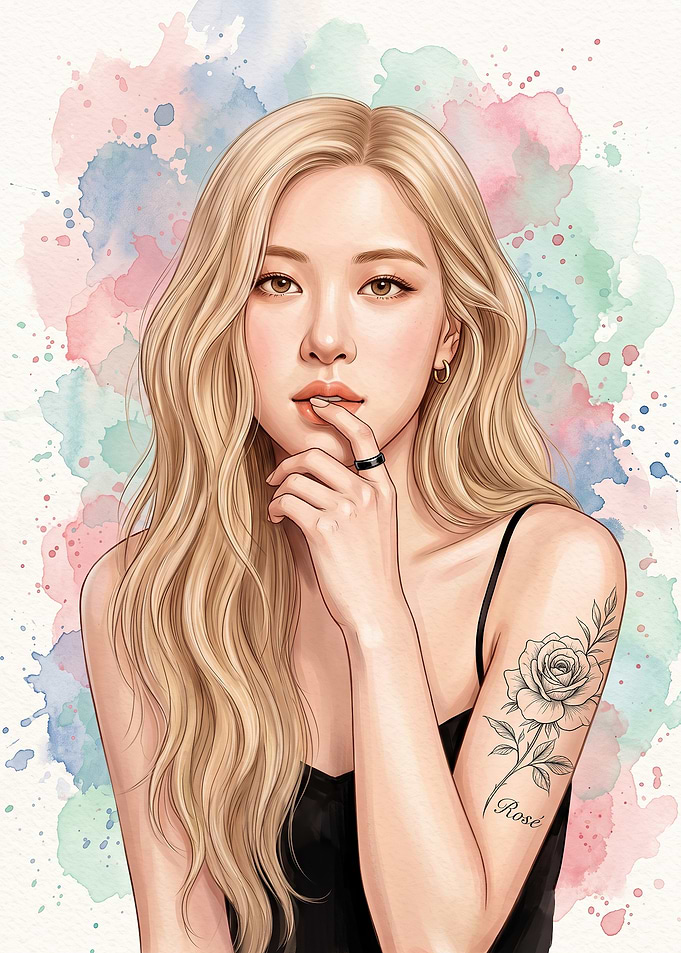 Watercolor Portrait of Rosé Blackpink