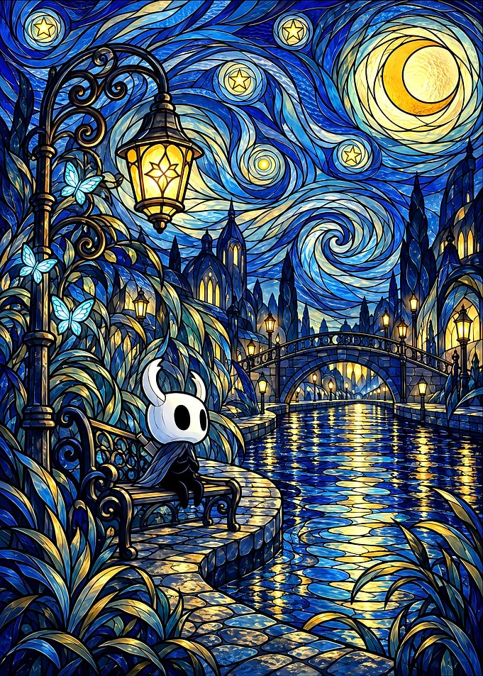 Hollow Knight Starry Night Stained Glass
