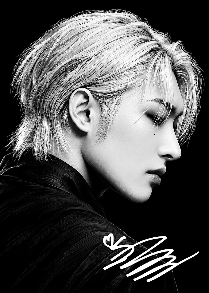 Seonghwa ATEEZ Black and White Portrait
