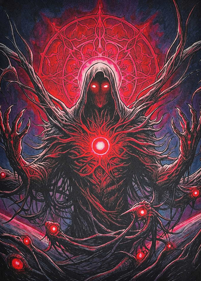 Dark Cultist Red Magic Poster