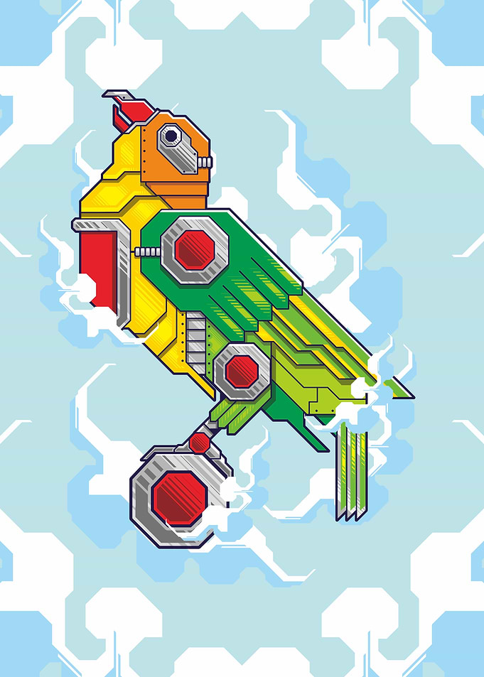 Mechanical Robotic Parrot Bird Illustration