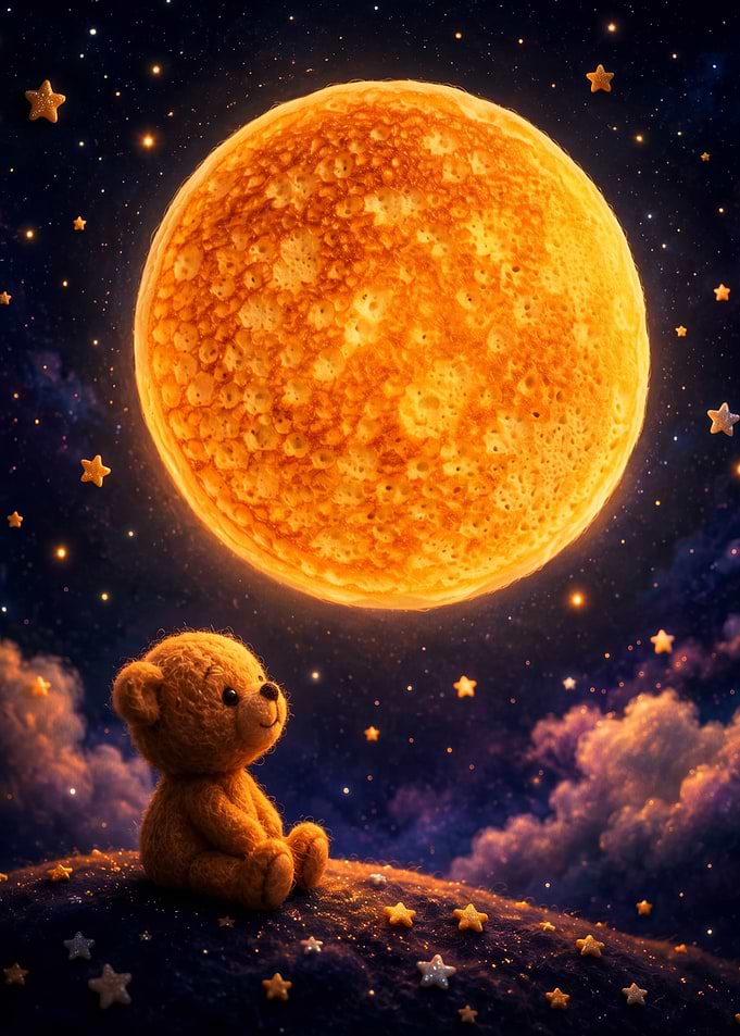 Teddy Bear Watching Pancake Moon