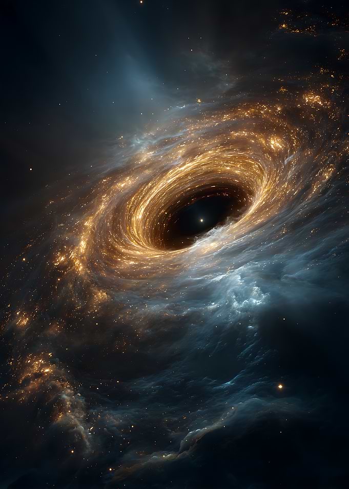 Vibrant Golden Spiral Black Hole
